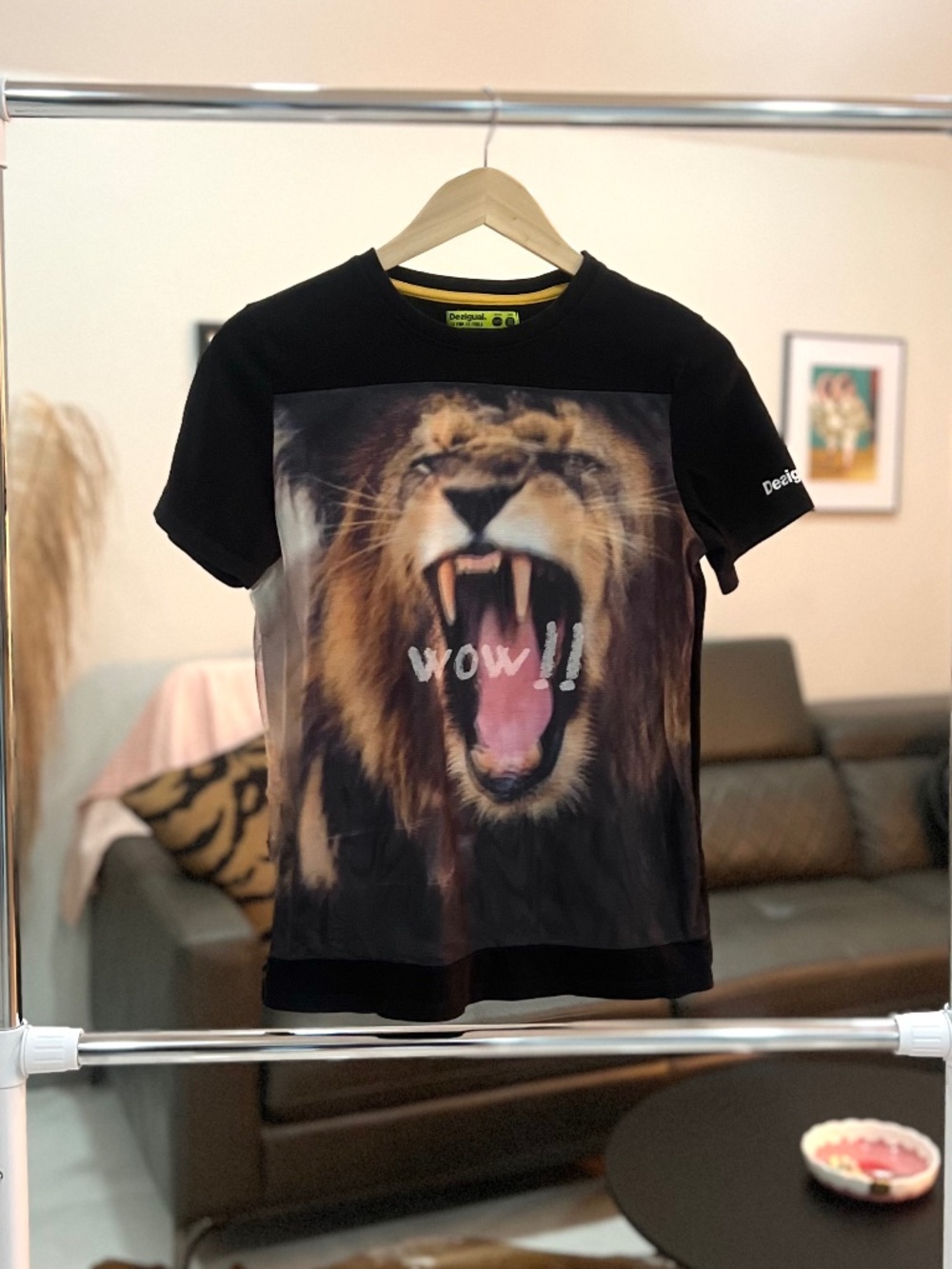 Desigual black t-shirt with lion print Sz Small